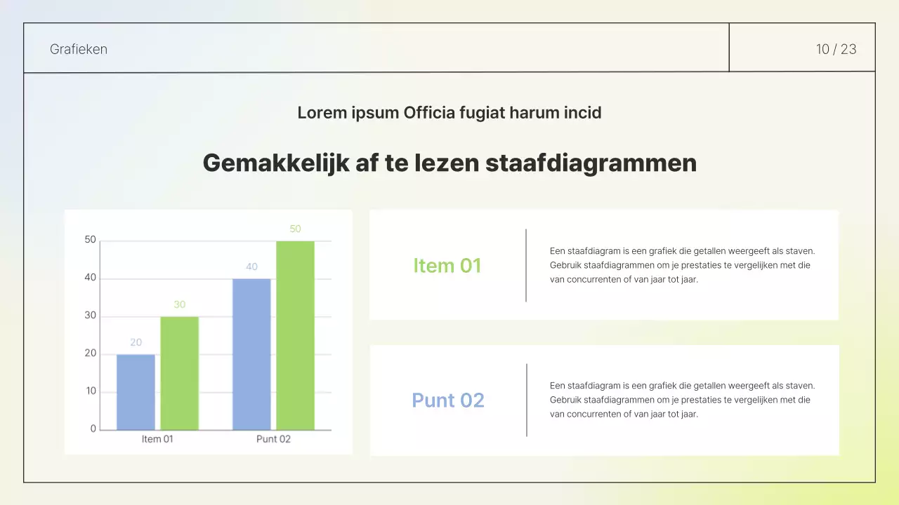 Eenvoudig lay-out rapport in wit en chartreuse