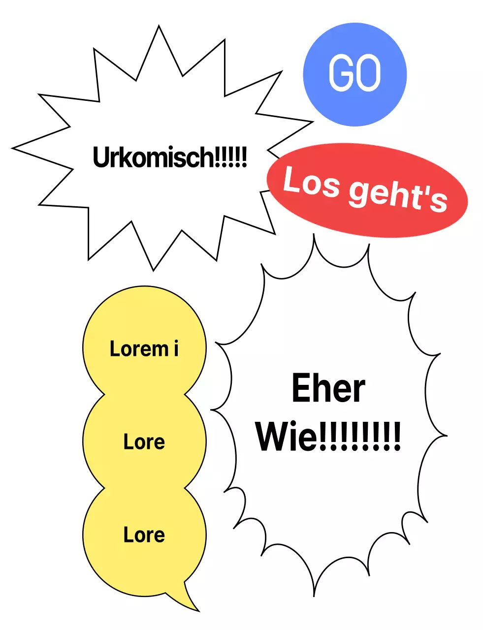 Team Pompons mit Sprechblasen