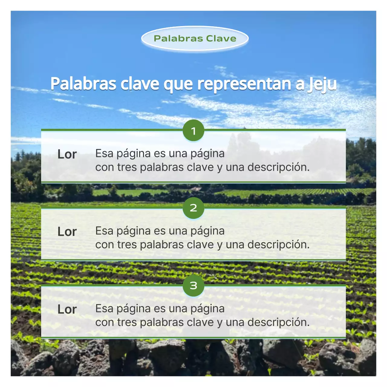 Un moderno poste guía del barrio de Jeju en verde claro y azul cielo