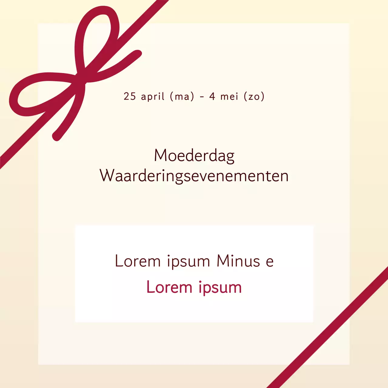 Een moderne Moederdag aankondiging in rood en oranje