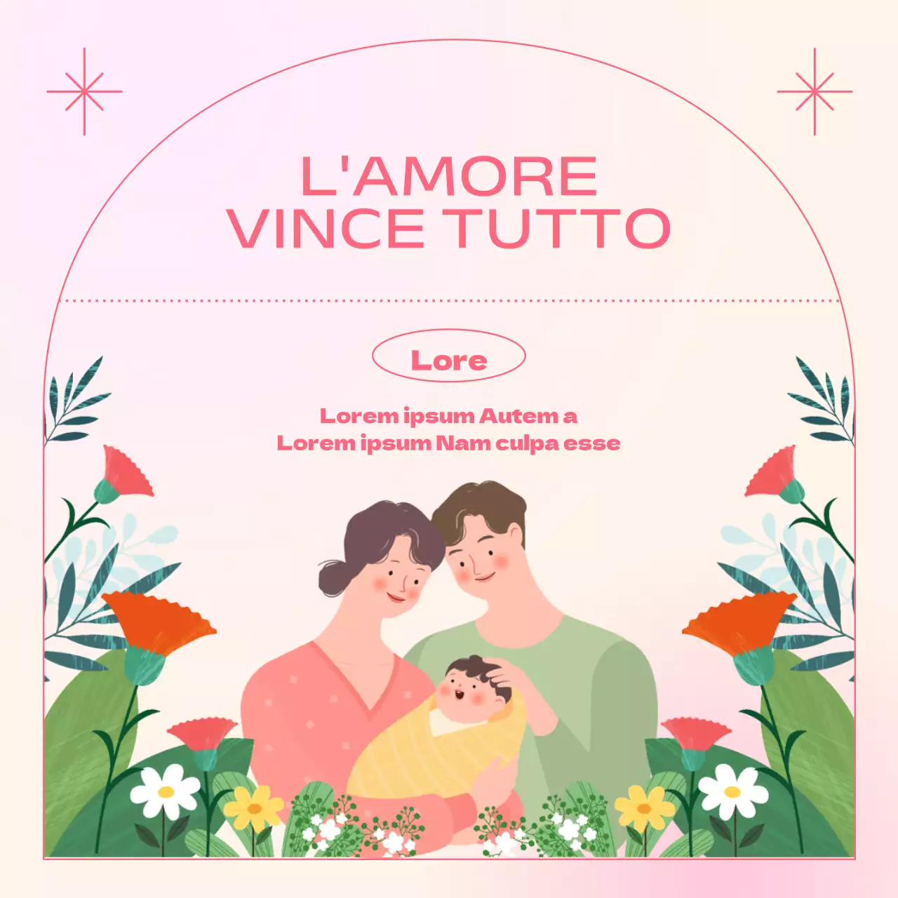 Messaggi del mese della famiglia rosa e verde