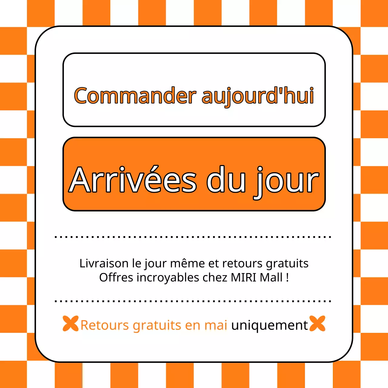 Annonce simple de livraison le jour même en orange et blanc