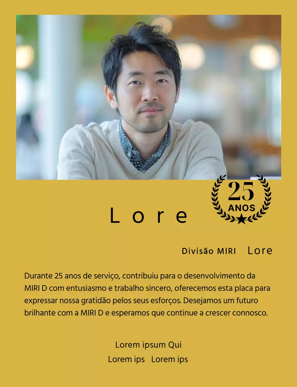 Um desenho de agradecimento com uma fotografia quadrada com uma fita dourada e um marcador de 25º aniversário