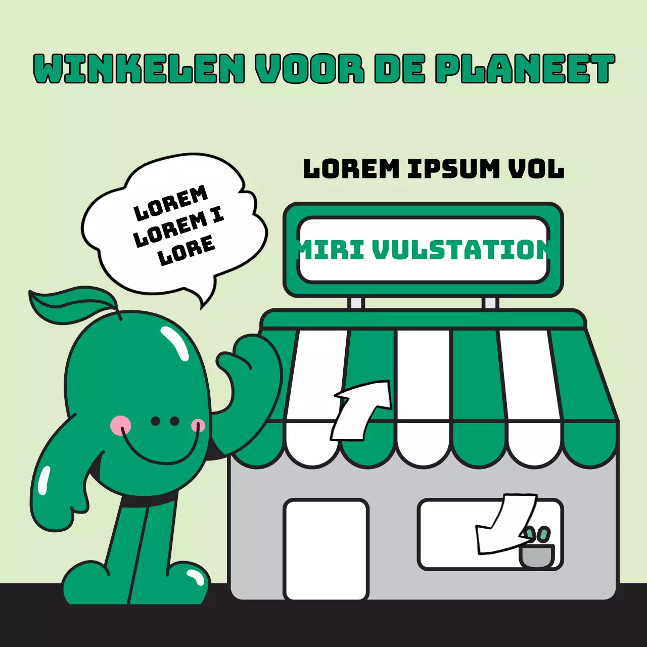 Een pop-artistische Earth Day advertentie in lichtblauw en chartreuse.