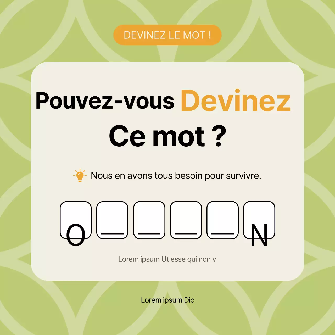 Lime and Orange Simple Guess the Word Quiz Publicité
