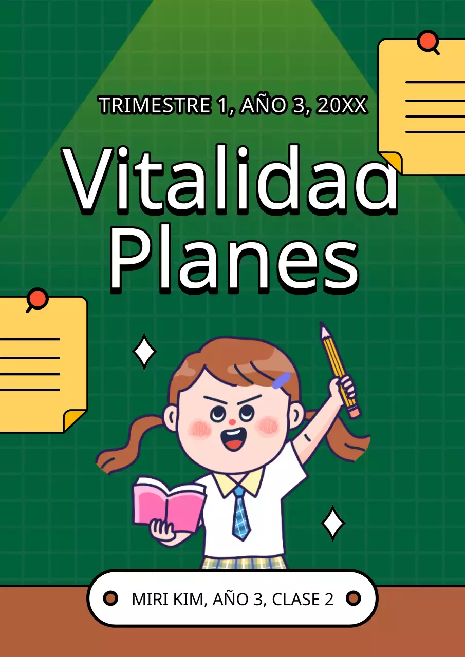 Bonito planificador de diario verde y amarillo