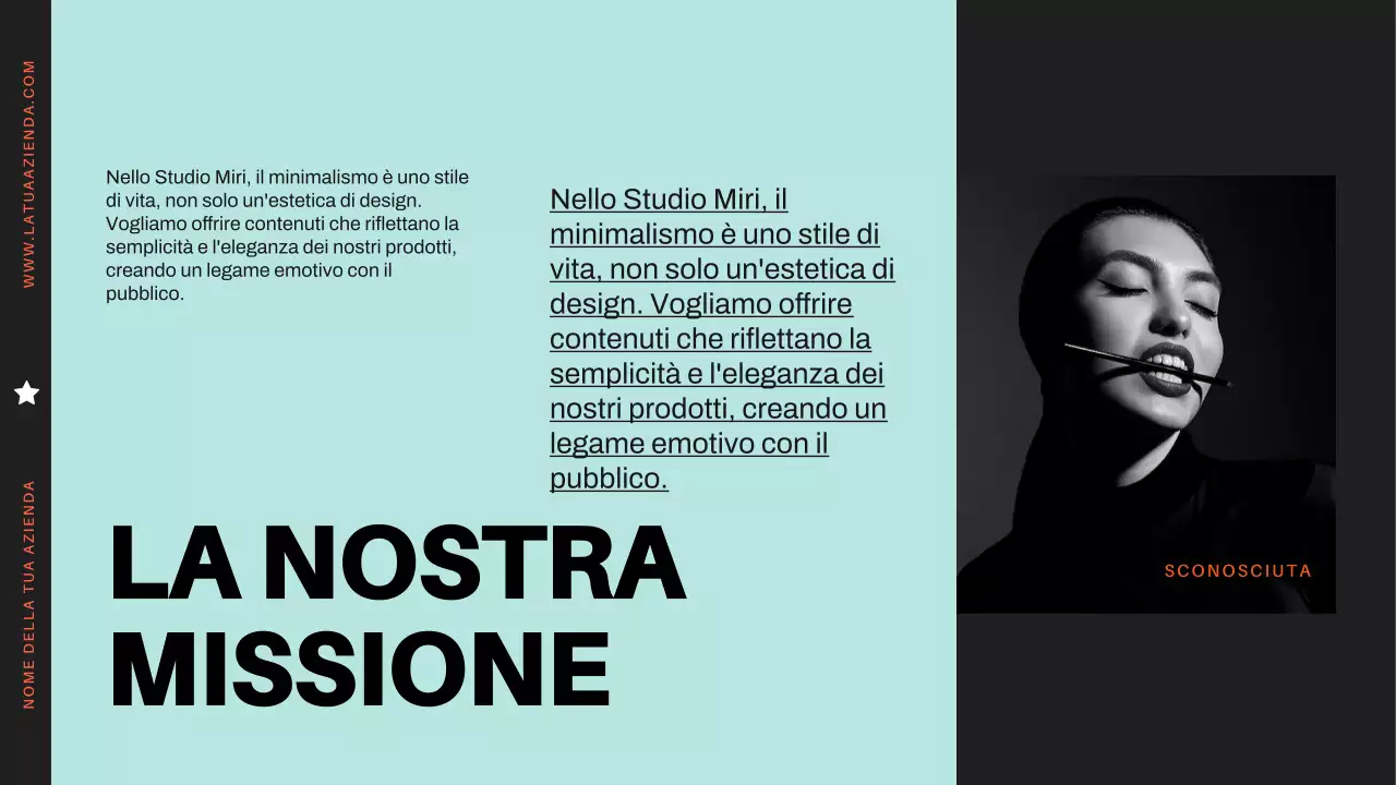 Profilo aziendale moderno minimale arancione e nero