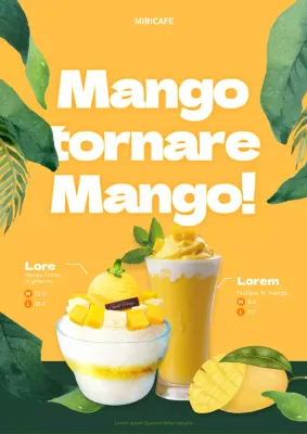 Semplice manifesto promozionale giallo e verde per il menu estivo