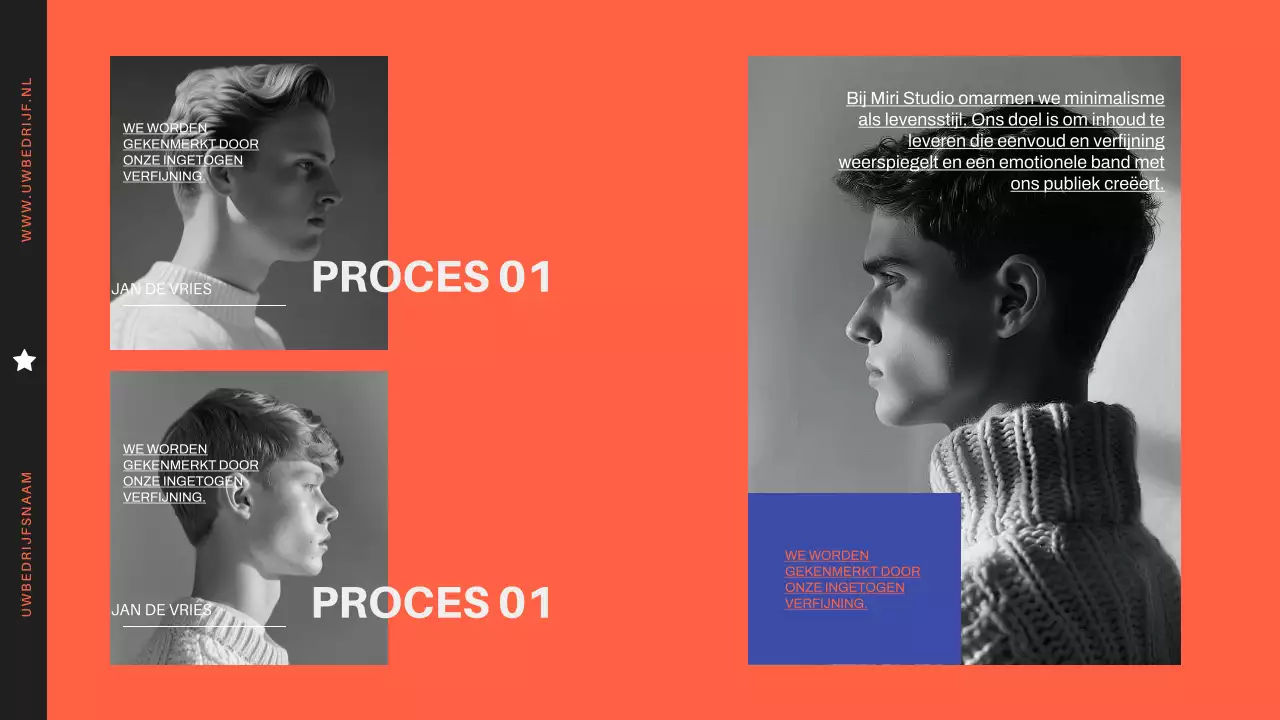 Oranje en zwart minimalistisch modern bedrijfsprofiel