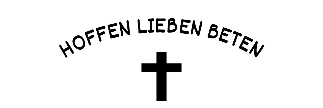 Kirchengestaltung mit Kreuzillustration und Schlüsselwörtern