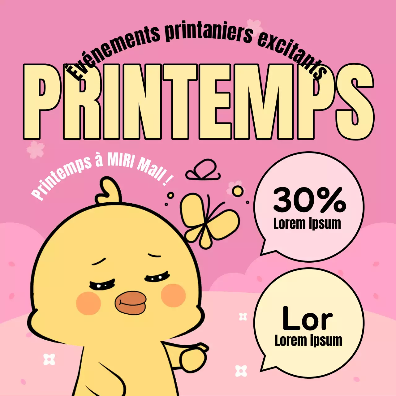 Une jolie publicité pour un événement printanier en vert et chartreuse