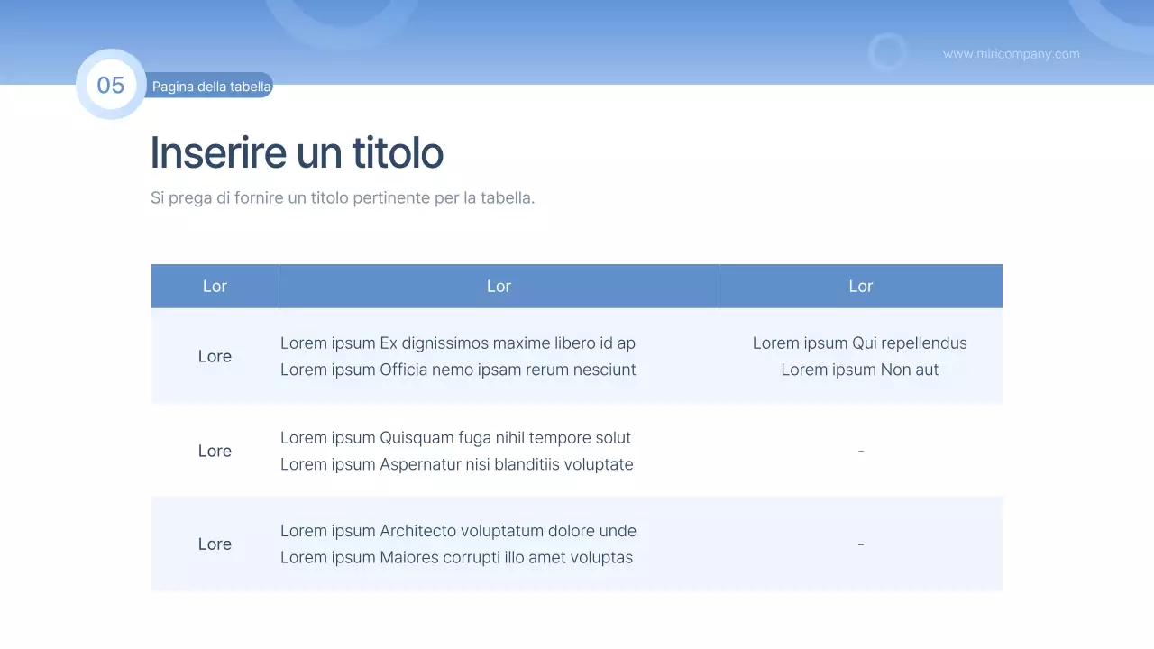 Una relazione semplice in blu e azzurro