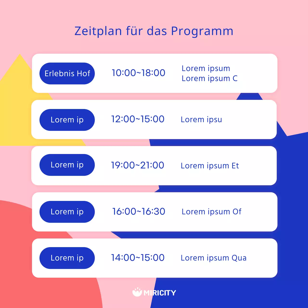 Werbung für einen kitschigen Festivalführer in Blau und Rosa