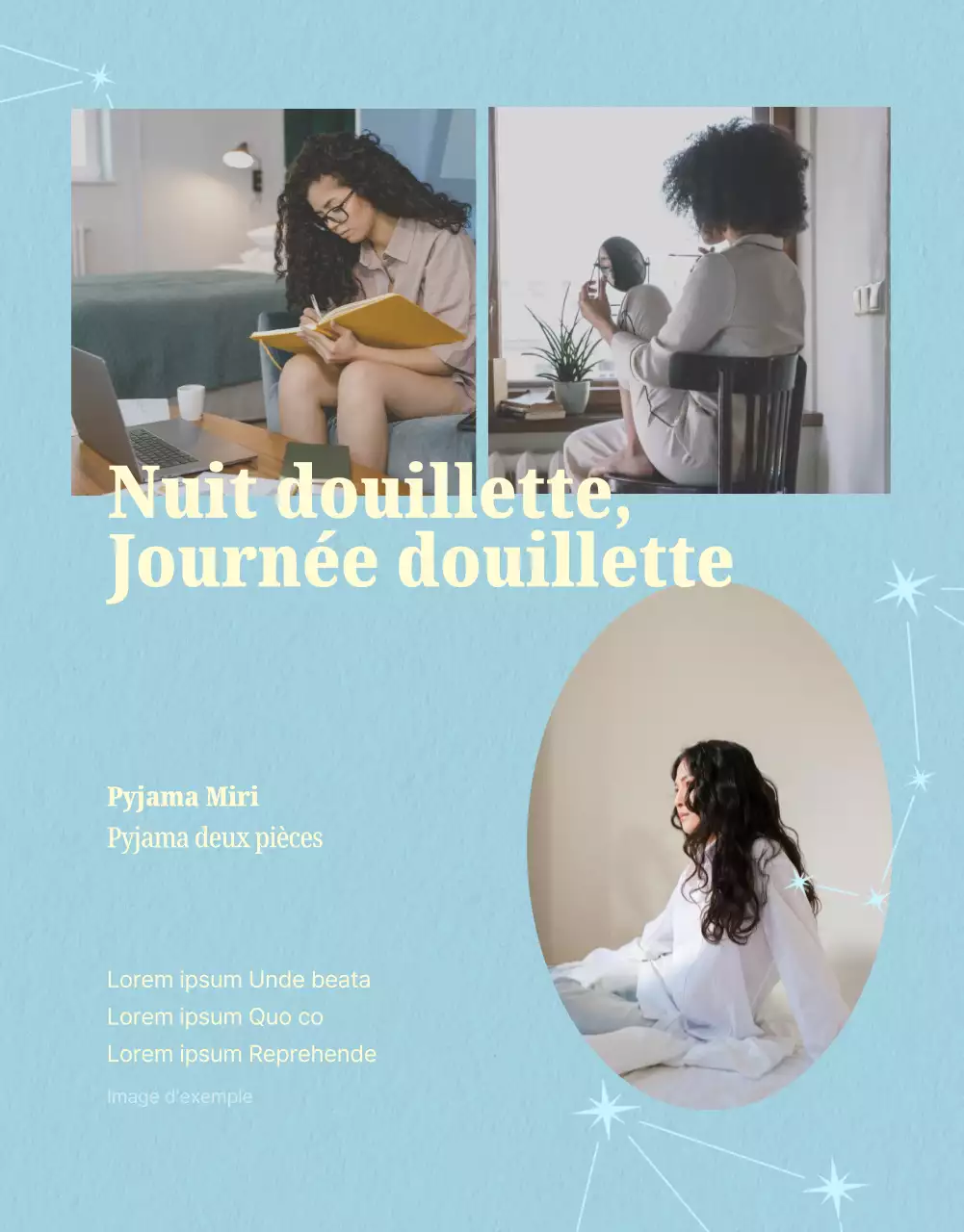 Un nouveau pyjama minimaliste en jaune et bleu clair.