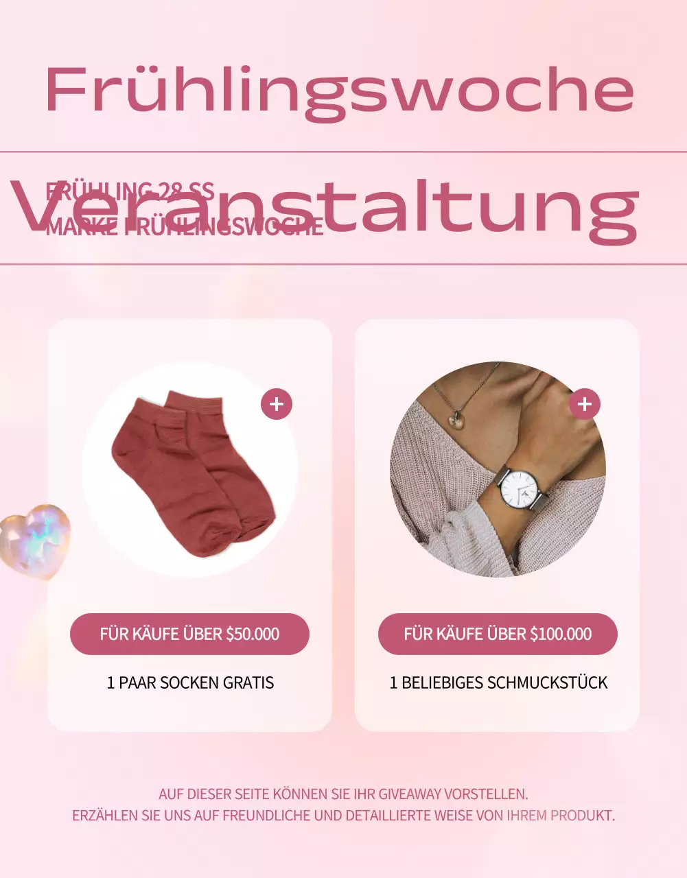 Trendige Frühlingswerbung in Rosa und Gelb
