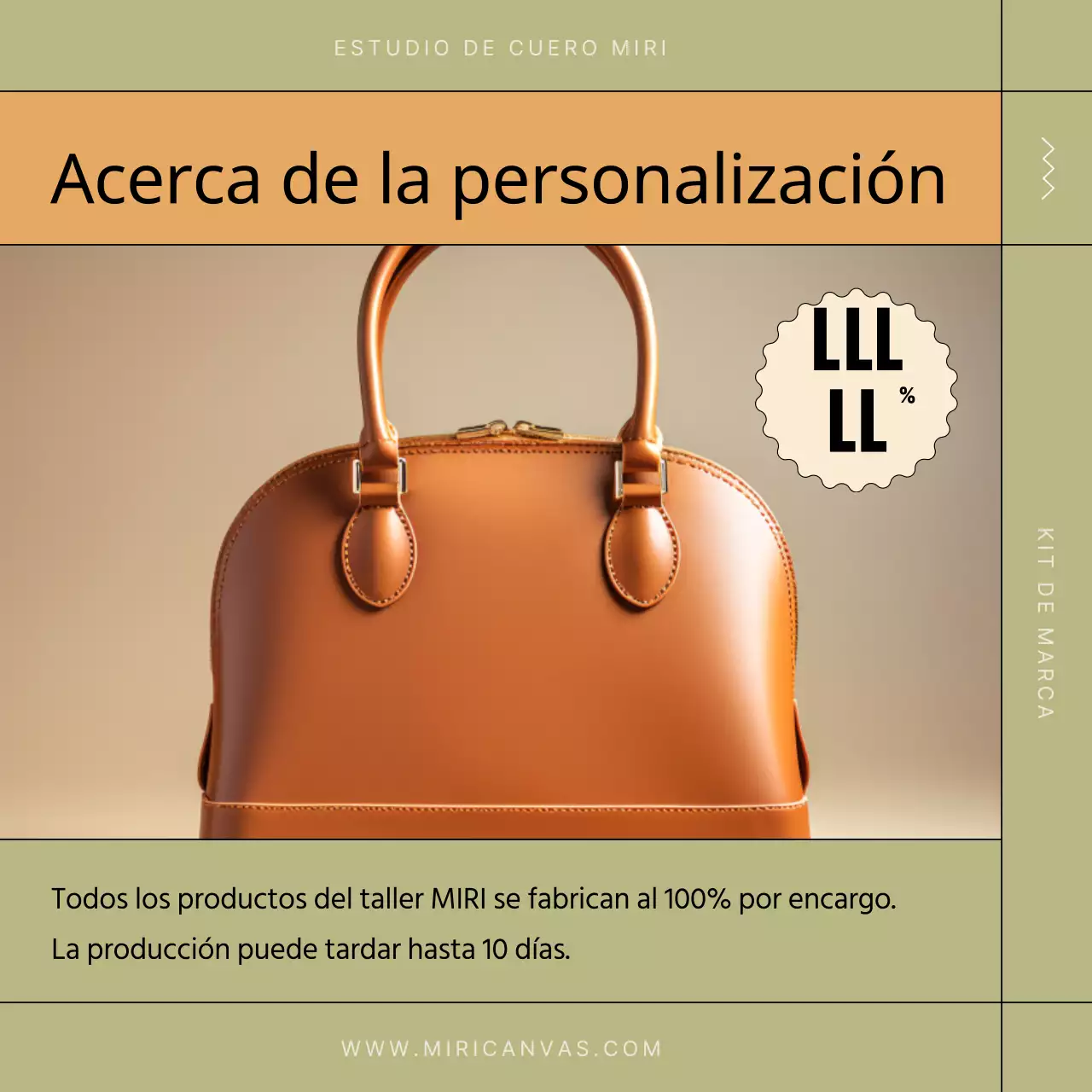 Promueva un moderno taller de marroquinería en caqui y beige