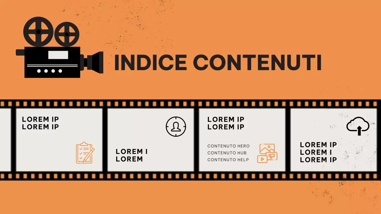 Piano dei contenuti video retrò rosso e arancione