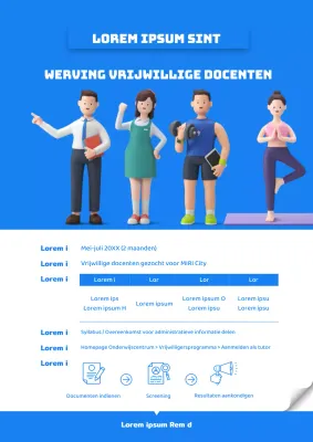 Eenvoudige blauw-witte flyer voor vrijwilligerswerving