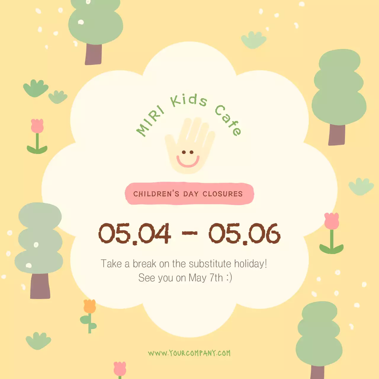 Yellow Playful Closure Announcement Social Media Post