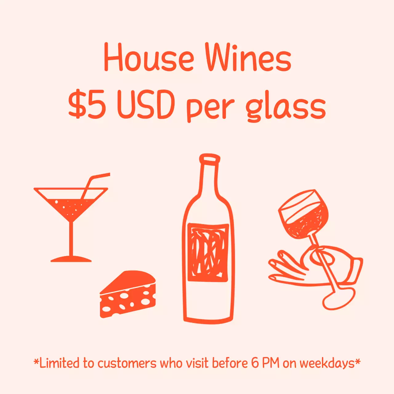 Orange Simple Wine Promotion Social Media Post