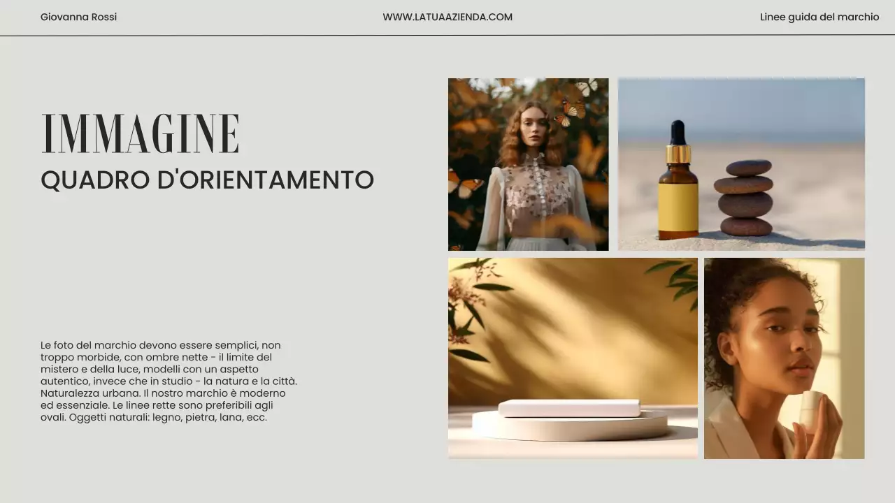 Linee guida del marchio moderno minimalista beige e grigio