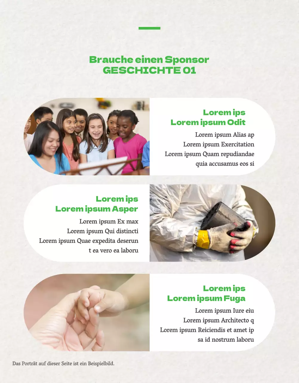 Förderung von Patenschaften im Trend mit Grün und Beige