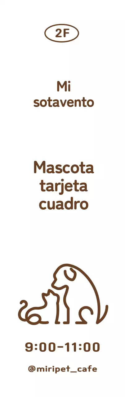 Una simpática fuente con un logotipo ilustrado con líneas de perros y gatos y un cartel con una nota de advertencia