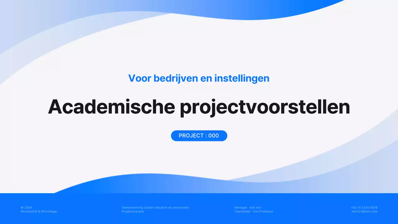 Een modern blauw-wit samenwerkingsprojectvoorstel voor een industrieel-academisch project