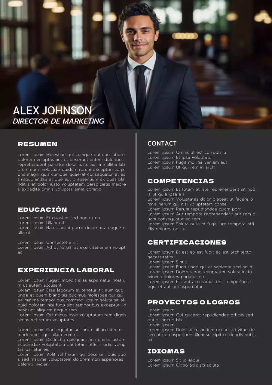 Blanco y negro Moderno Marketing Manager Resume Introducción