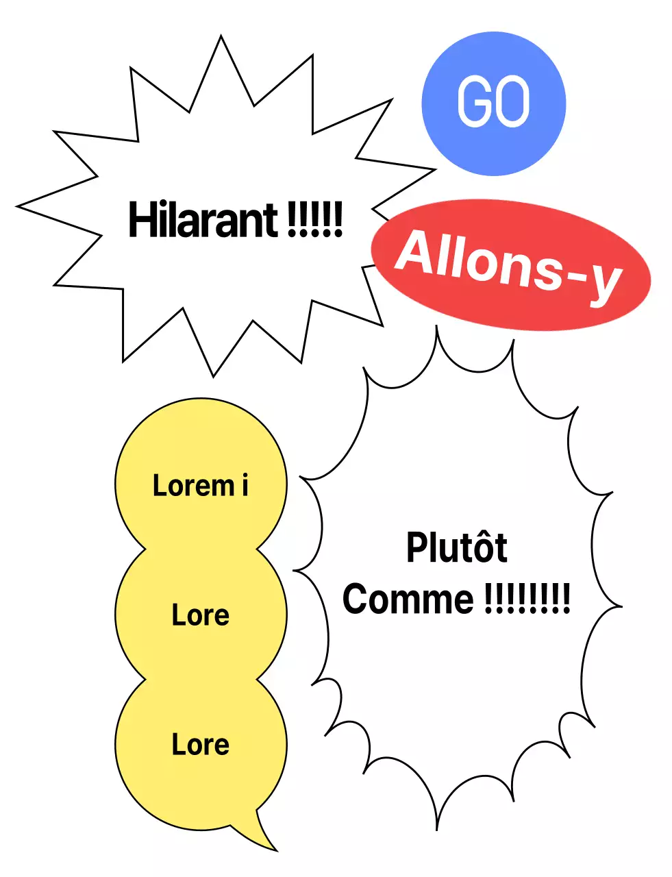 Pompons d'équipe avec bulles de texte