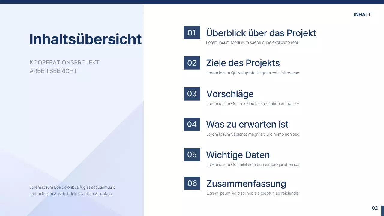 Ein einfacher, hellblauer und marineblauer Vorschlag der Industrie und der Universität