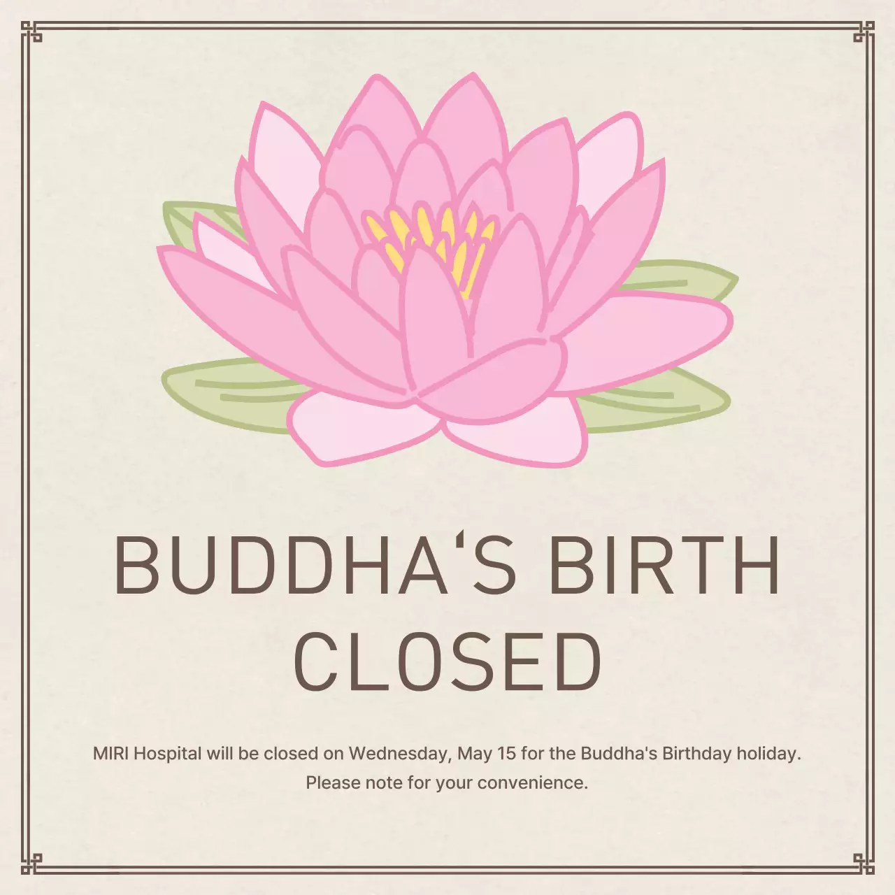 Pink Traditional Holiday Notice Social Media Post