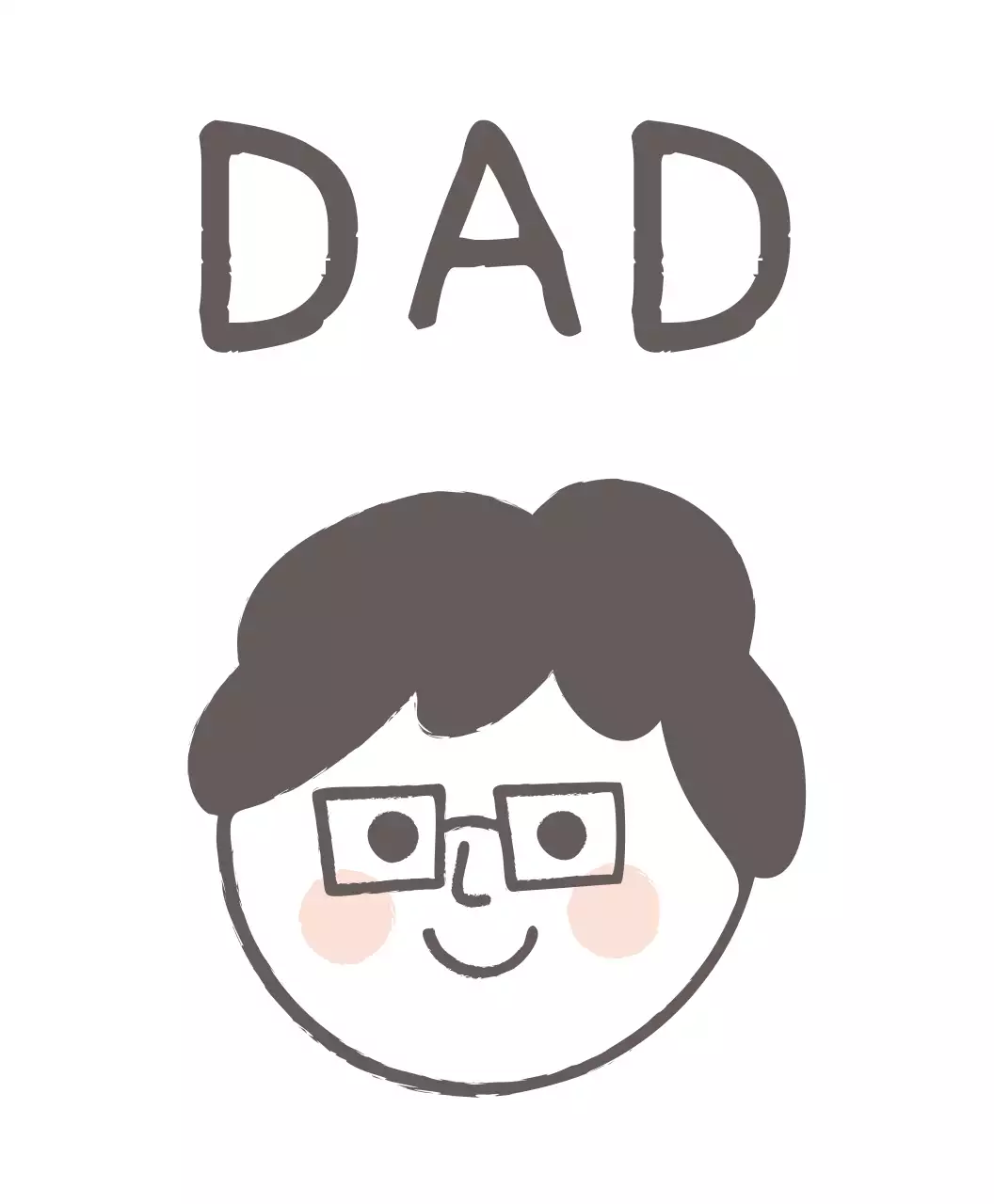 ドゥドゥル落書き風のひょろひょろとした文字と温かみのあるハートとかわいい家族イラストのTシャツ。