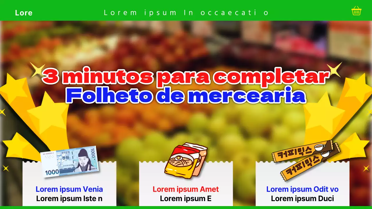 Promover folhetos de mercearia retro vermelhos e azuis