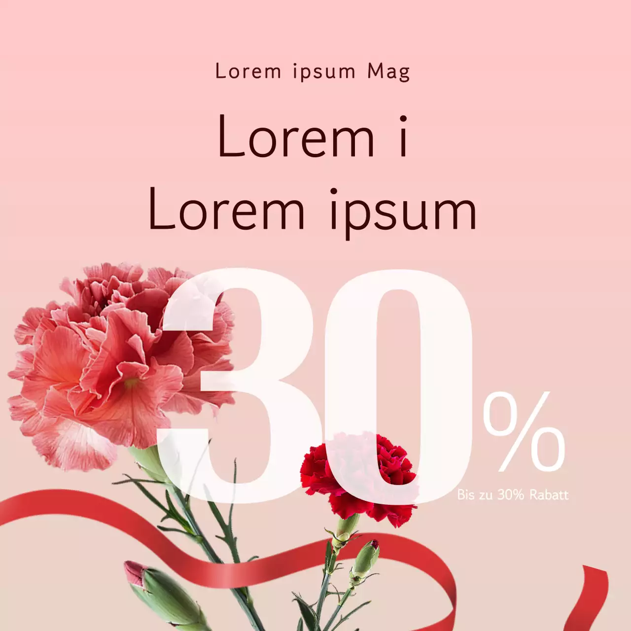 Eine moderne Veranstaltungsankündigung zum Muttertag in Rot und Orange