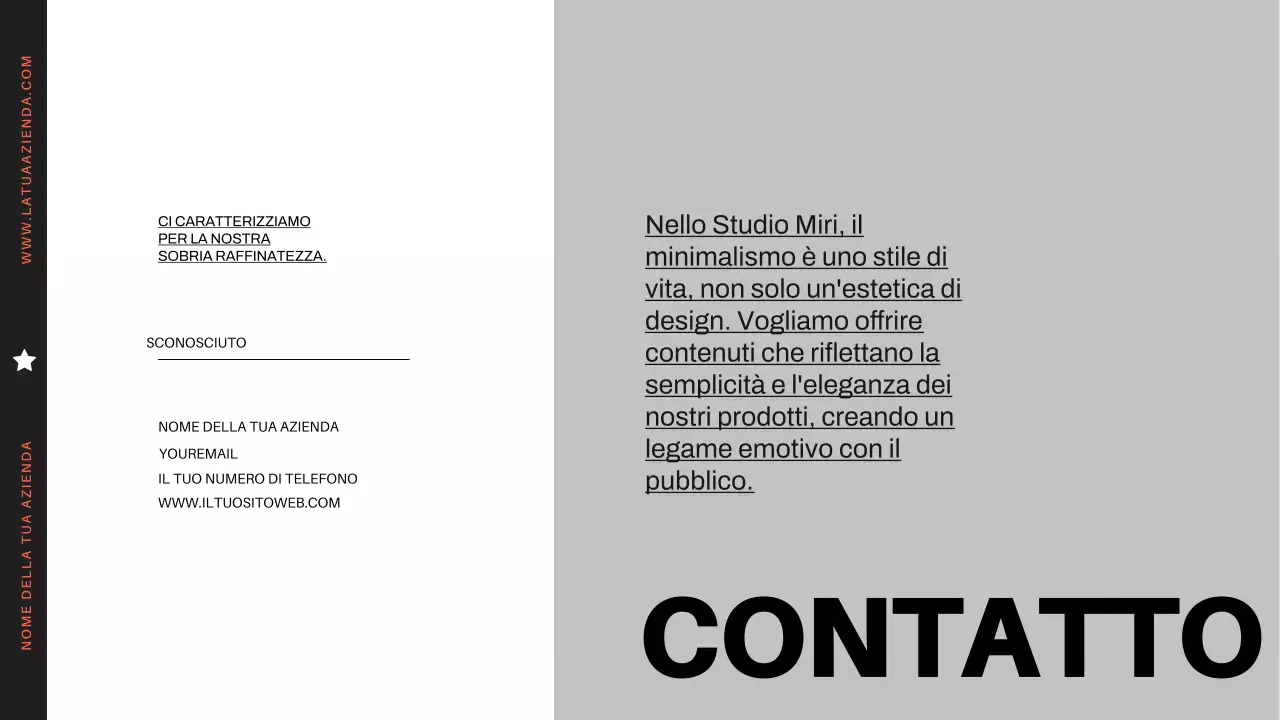 Profilo aziendale moderno minimale arancione e nero