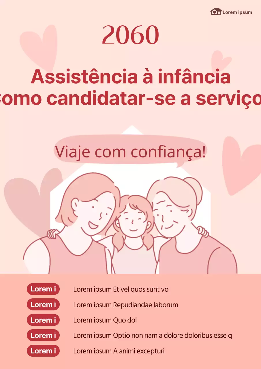 Um bonito folheto vermelho e cor-de-rosa para se inscrever nos serviços de babysitting