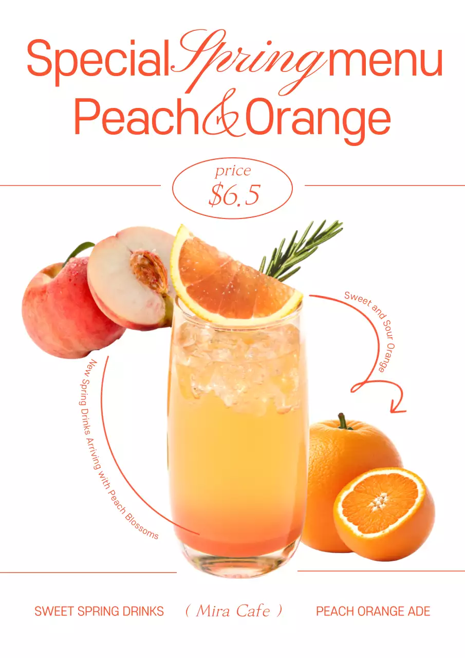 Orange Minimal Spring Menu Promotion Poster