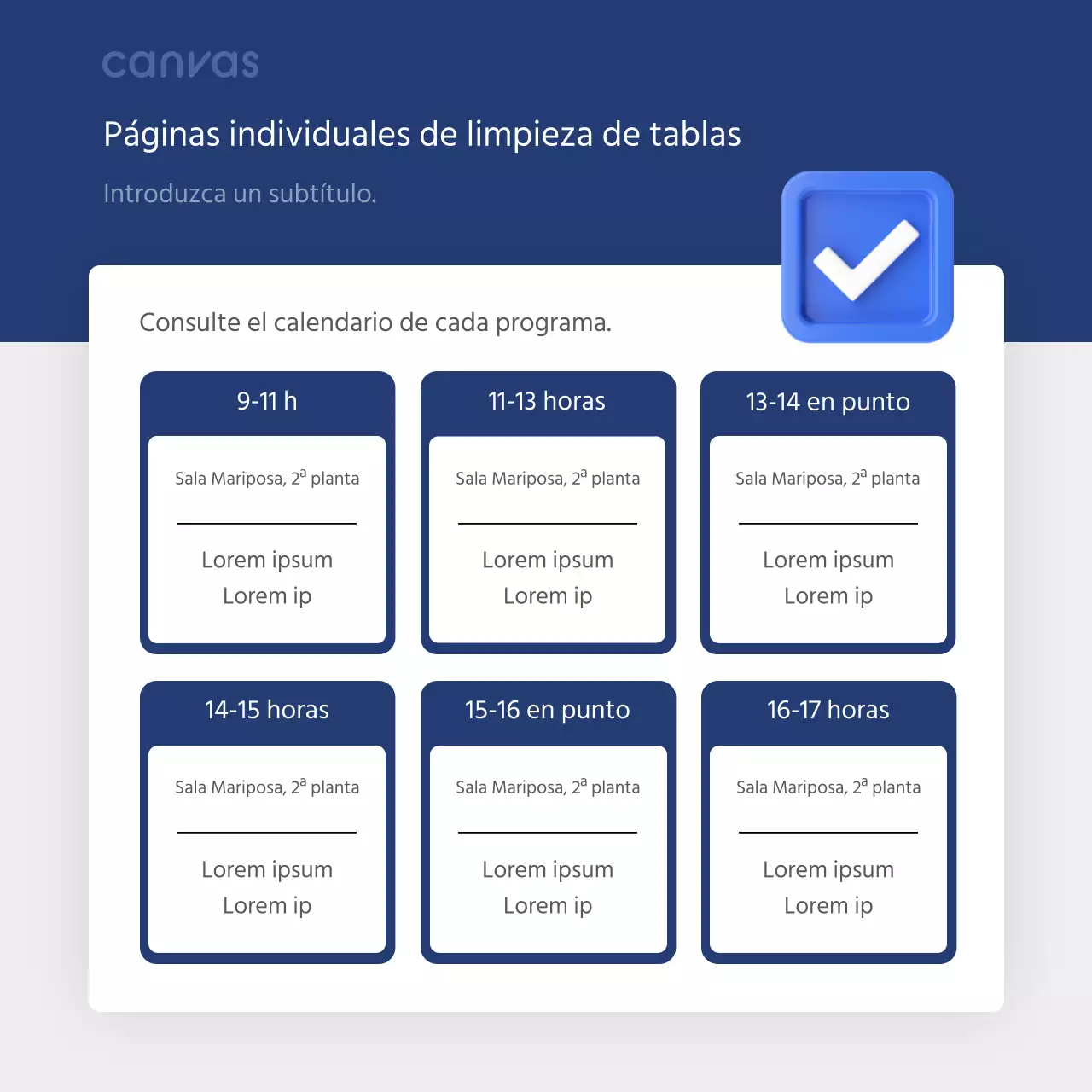 Una tarjeta limpia y tabular en azul y grisAnuncios de prensa