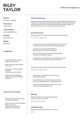 Weiß Blau Einfach Minimal Sauber Software Ingenieur Karriere A4 Einstellungsschreiben