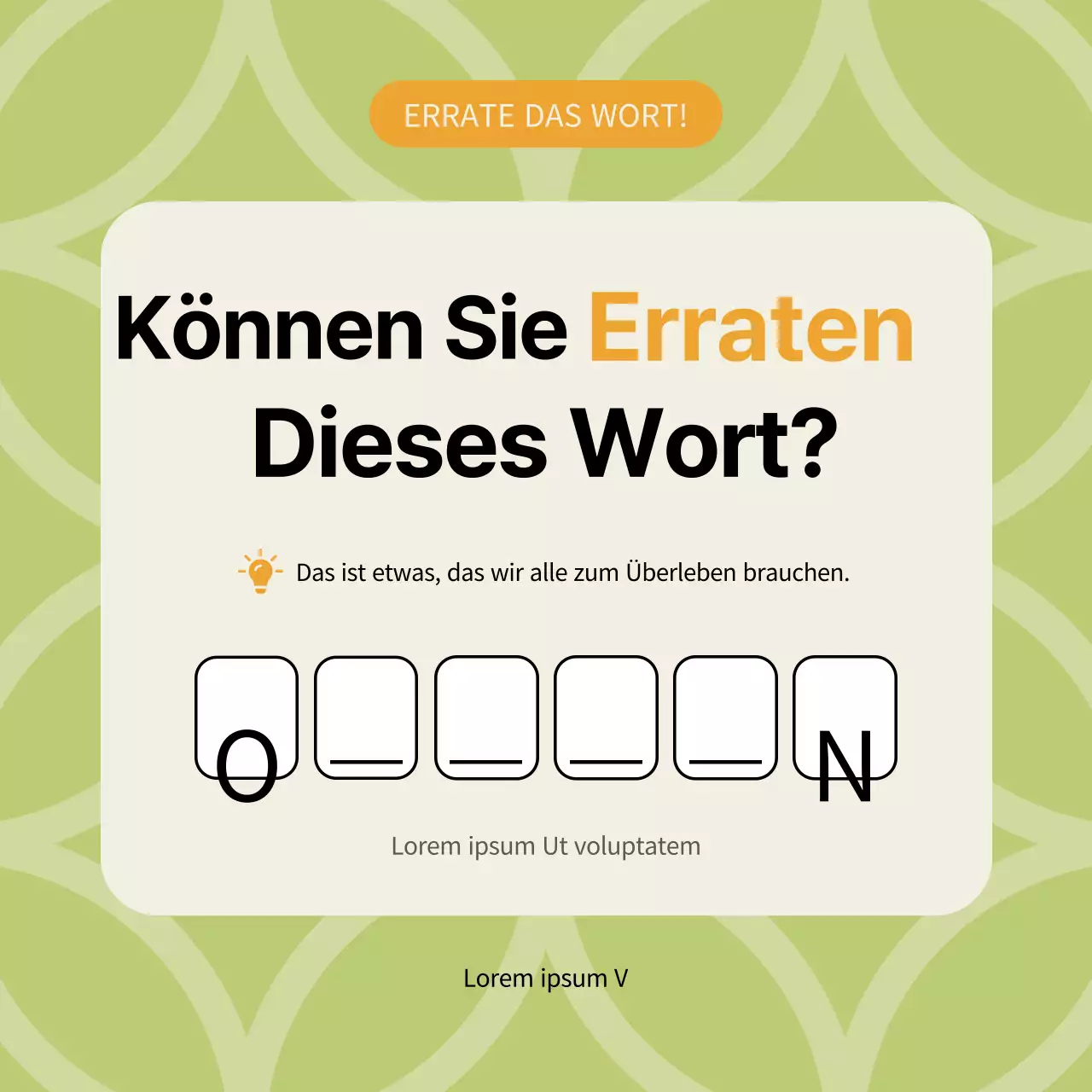 Limette und Orange Einfaches Quiz zum Erraten des Wortes Werbung