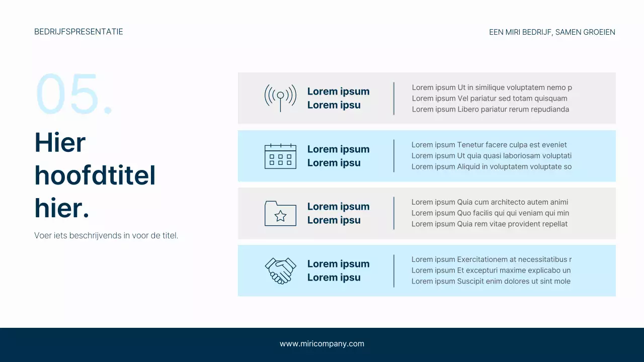 Een eenvoudig zakelijk briefhoofd in marineblauw en lichtblauw voor je bedrijf