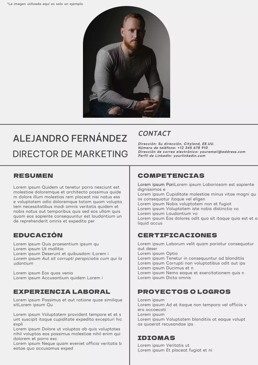 Beige y gris Minimal Marketing Manager Resume Introducción