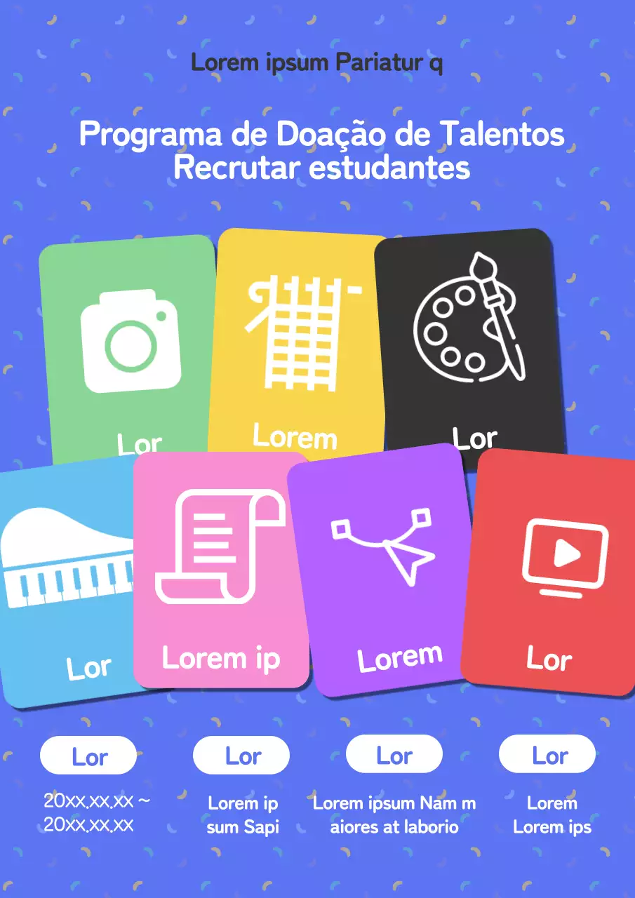 Um simples folheto azul e branco de recrutamento de voluntários para o curso