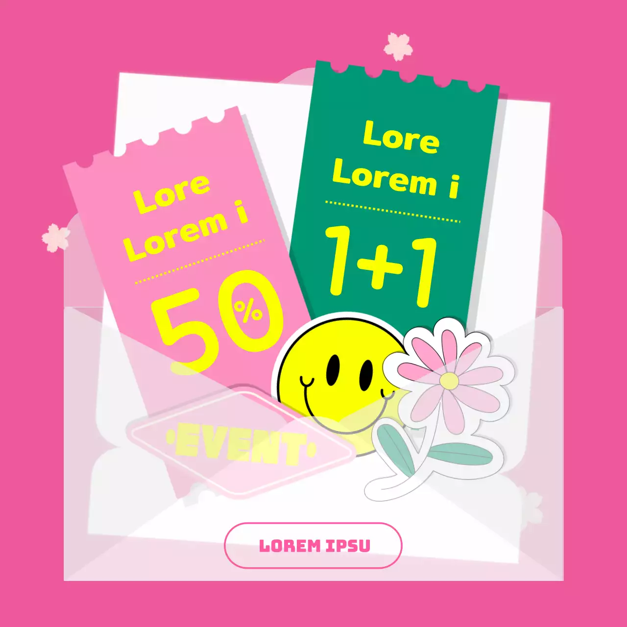 Een schattige groene en roze Meimaand Gezinsmaand advertentie