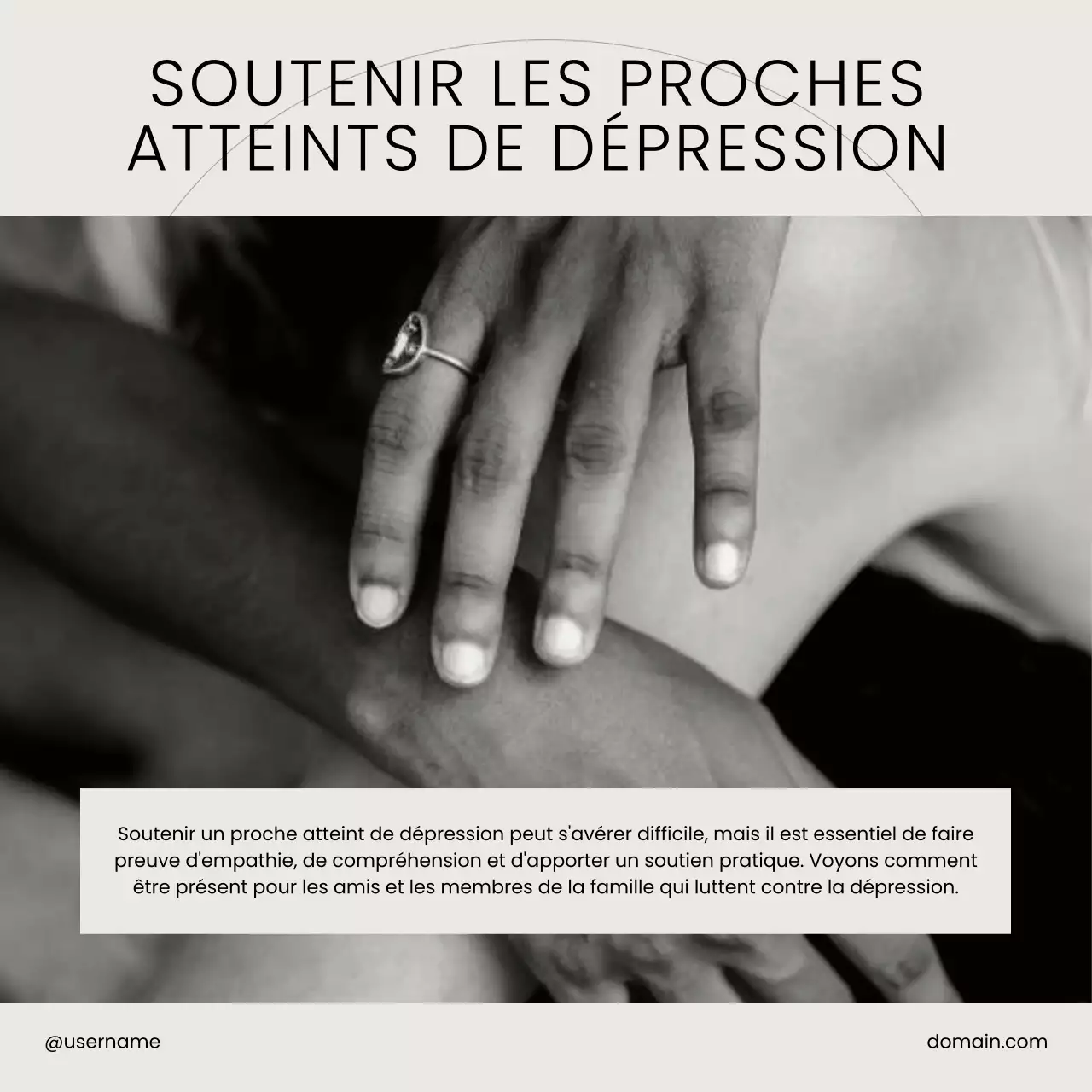 Beige Black and White Minimal Mental Health Care Self-Love Campaign (Campagne pour l'amour de soi)