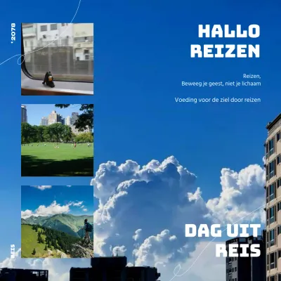 Trendy reisberichten in blauw en wit