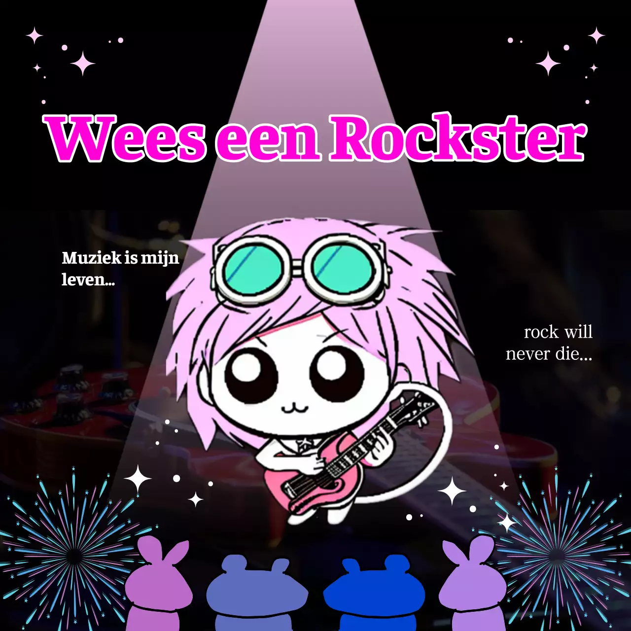 Gag rockstar meme tweet in wit en roze