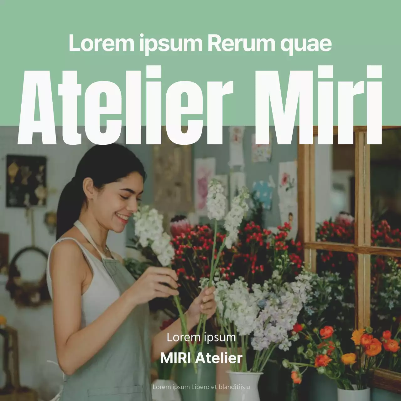 Een eenvoudige beige en groene promotiepost voor een workshop