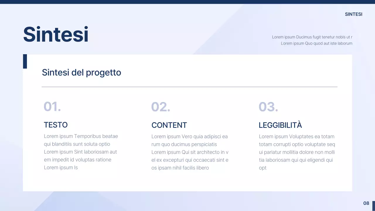 Una proposta semplice, blu chiaro e blu navy, per l'industria e l'università.